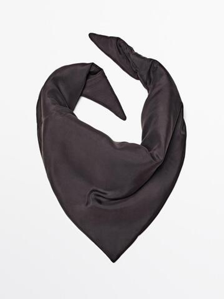 Massimo Dutti Стеганая бандана из 100% шелка, коричневый