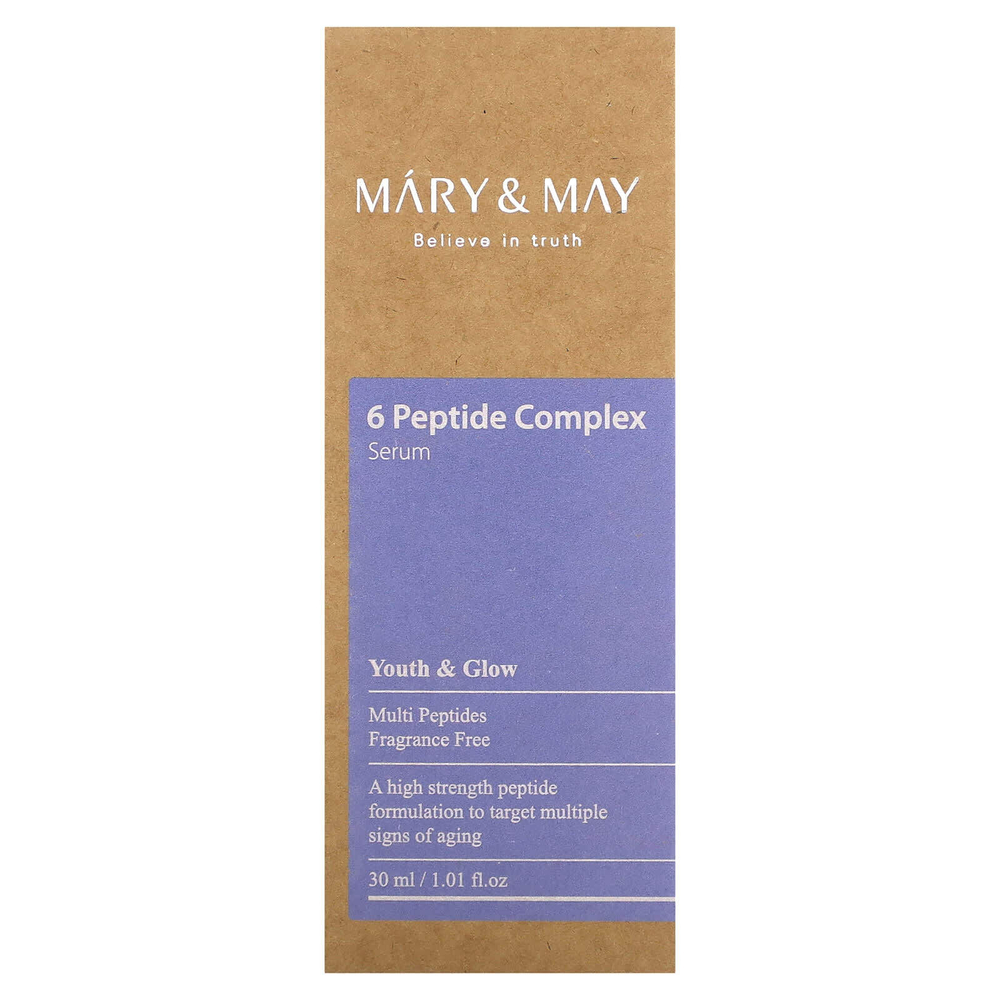 Mary & May, Сыворотка с комплексом из 6 пептидов, без отдушек, 30 мл (1,01 жидк. унц.)