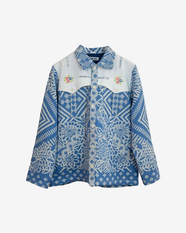 Куртка с Белой Кокеткой синяя - фото 1