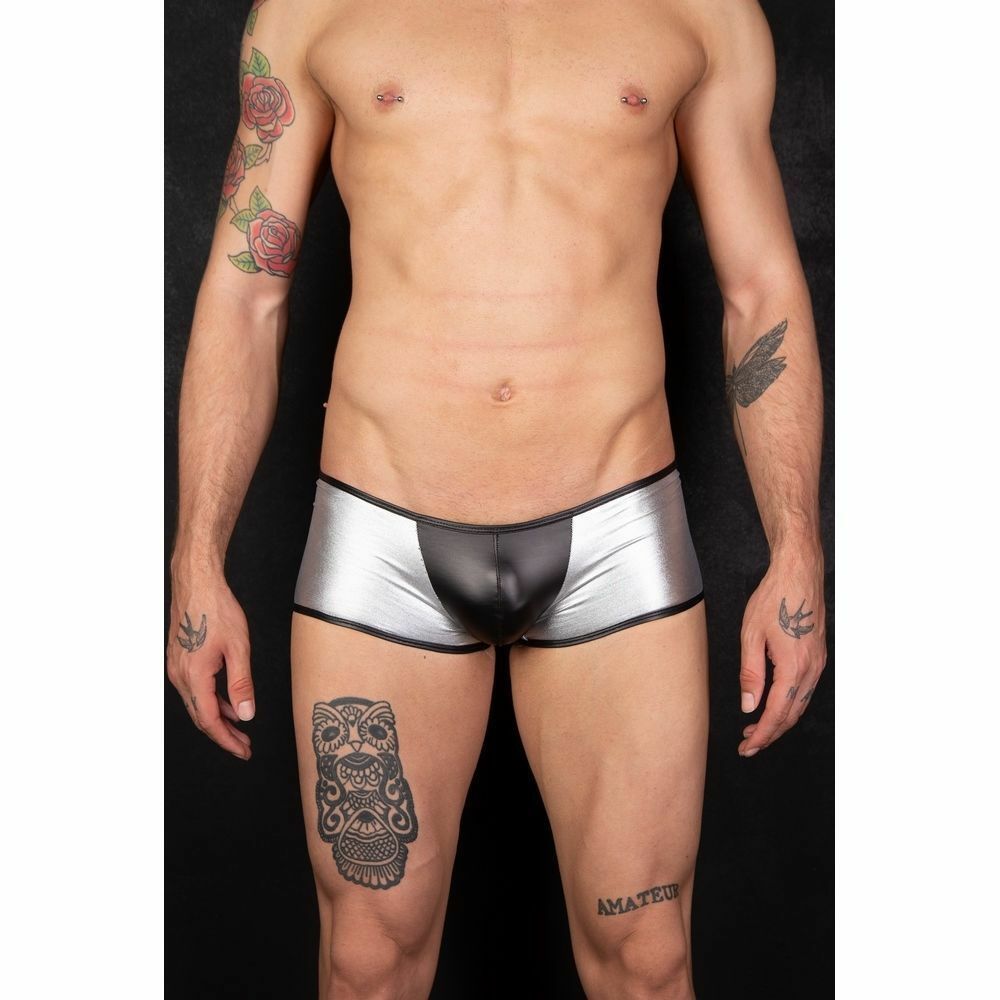 Мужские трусы хипсы серебристые с черной вставкой Cosmos Colors MR30_ BS