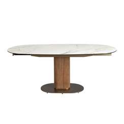 Раздвижной обеденный стол 1165 из ореха и белой керамики