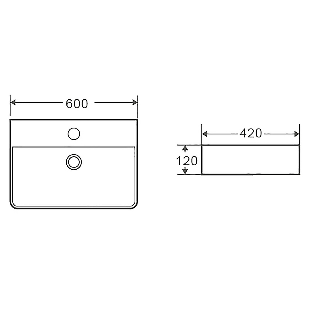 Раковина накладная Azario 600х420х120 прямоугольная, белый (AZ-2173)  145311