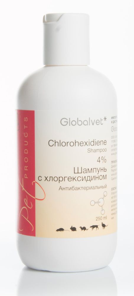 Globalvet: Шампунь с хлоргексидином 4%, 250мл проф. кожных инфекций