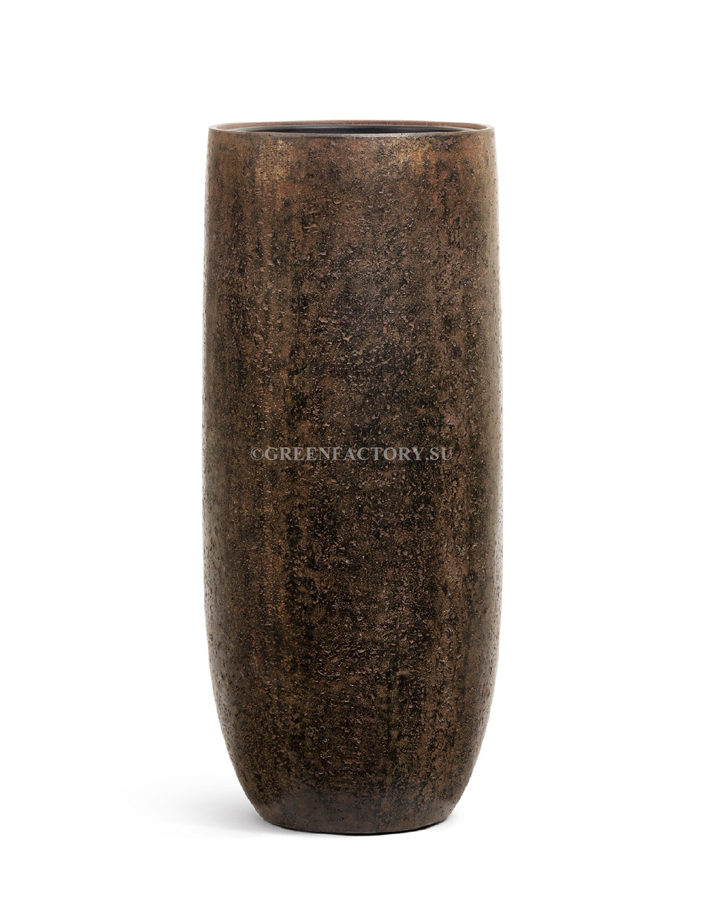 Кашпо TREEZ Effectory - Metal - Высокий округлый конус - Rough с золотой патиной