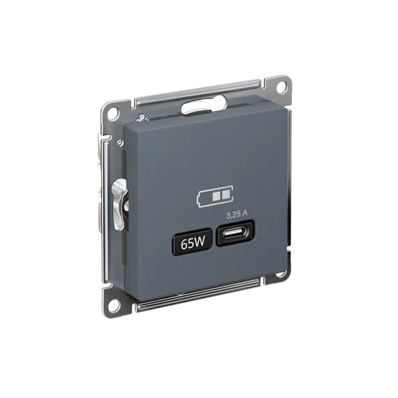 Розетка USB AtlasDesign тип C 65Вт QC PD высокоскор. ЗУ механизм грифель SE ATN000727