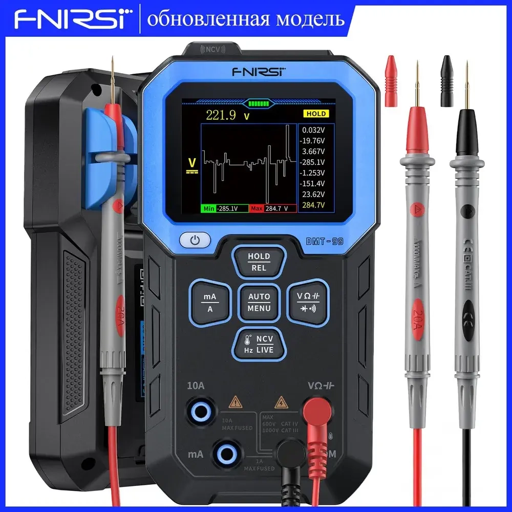 FNIRSI DMT-99 Цифровой мультиметр, 9999 отсчетов Умный профессиональный тестер 1000 В 10 А True RMS Автоматический диапазон переменного тока постоянного тока Ом Гц емкость