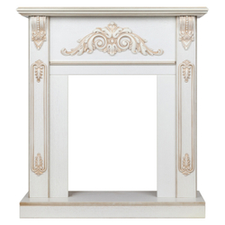 Портал каминный из МДФ RealFlame Anita WT дуб белый с золотой патиной, под очаги (Majestic, Fobos, Eugene, 3D Olympic)