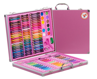 Набор для рисования для девочек розовый "Игрокат  №4" 150 предметов в металлическом кейсе