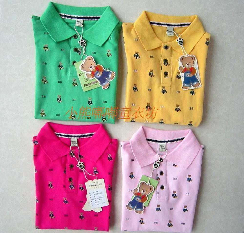 Лонгслив-поло с принтами медведи