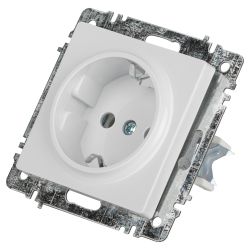 Розетка Intro Accent 6-202-01 с заземлением 2P+E Schuko 16А-250В IP20 СУ AL/CU белый