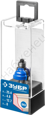 ЗУБР 25.4x13мм, радиус 4.8мм, фреза кромочная калевочная №7