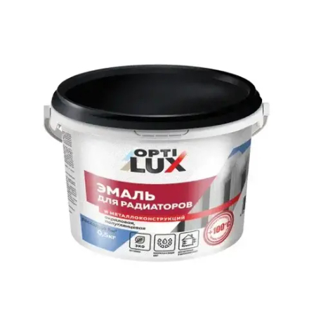 OPTILUX  Эмаль акриловая для Радиаторов и металлоконструкций полуглянцевая 0,5кг (ИжСинтез)