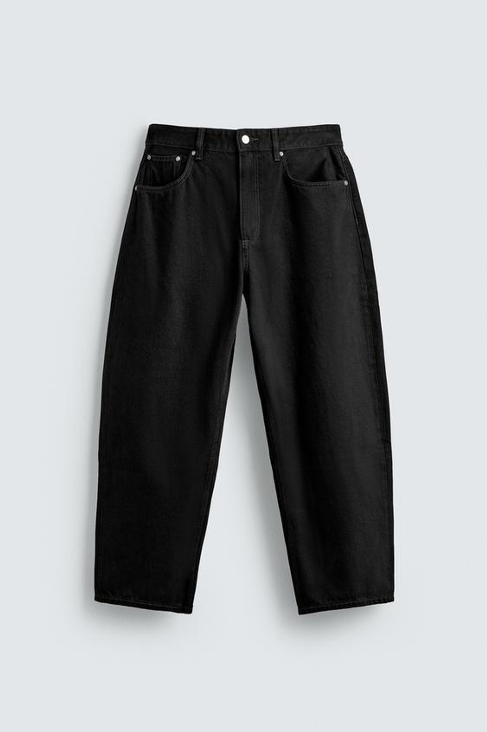 ZARA ДЖИНСЫ TAPERED WIDE FIT, ЧЕРНЫЙ