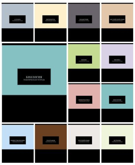 Комплект предметных тетрадей "Черная Пастель" 12 шт в упаковке, 48л., УФ-лак