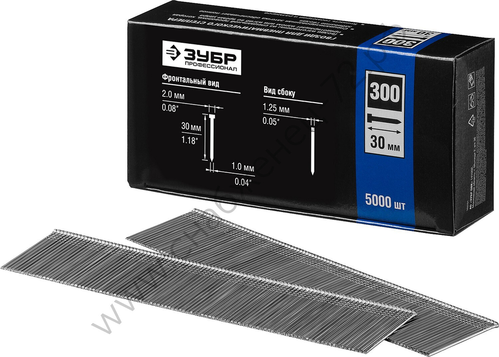 ЗУБР тип 18GA (47 / 300 / F) 30 мм, 5000 шт, гвозди для нейлера (31830-30)
