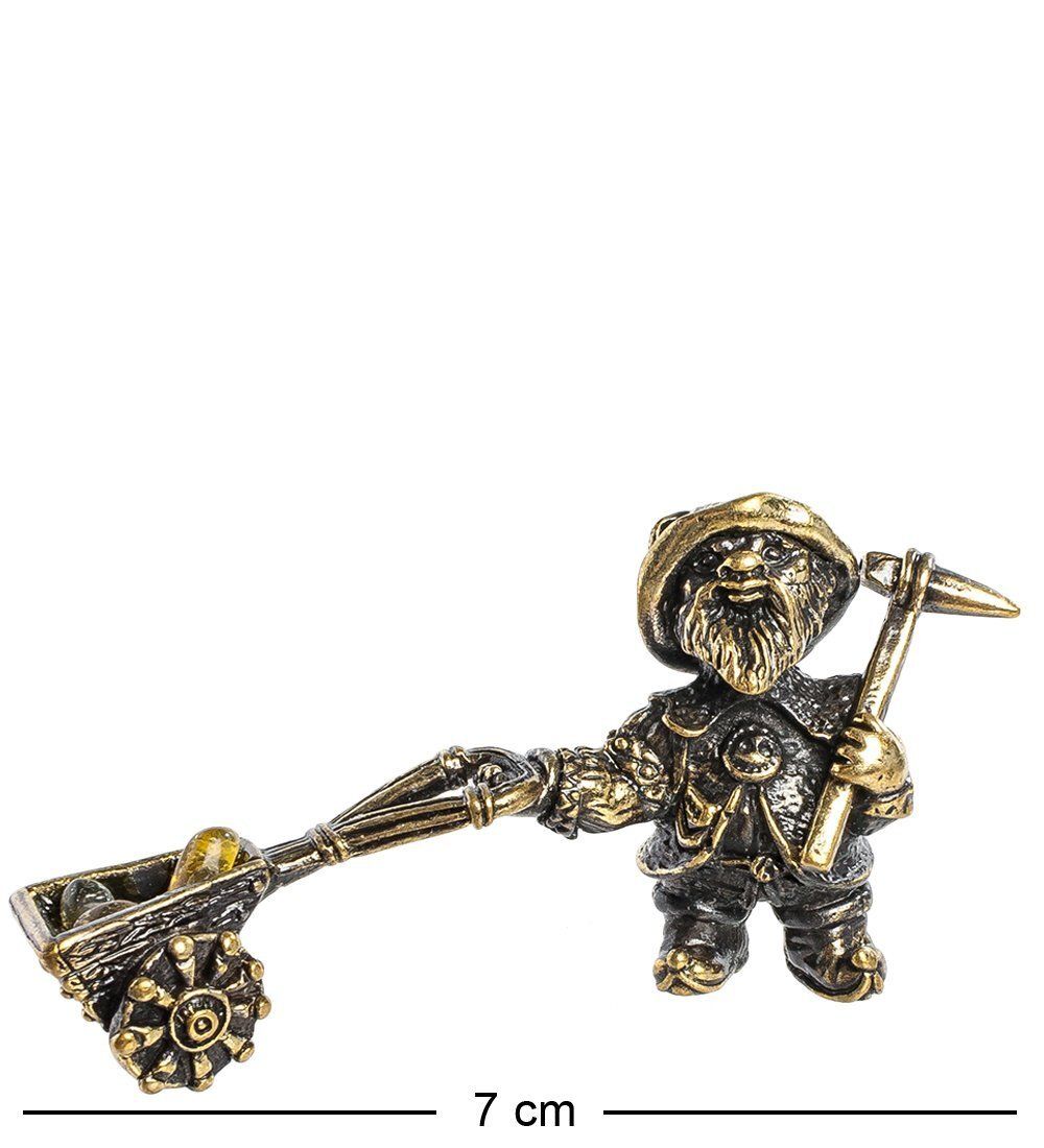 Народные промыслы AM- 974 Фигурка «Гном с тележкой» (латунь, янтарь)