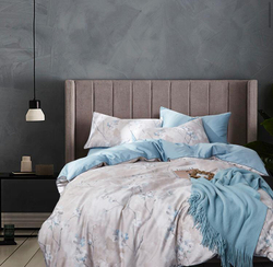 Постельное белье ЕВРО (двуспалка) Египедский Хлопок Бежевый сакура