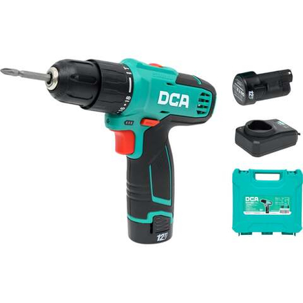 Аккумуляторная дрель-шуруповерт DCA 12 В, 2 АКБ 2 А*ч, в кейсе ADJZ1202i (TYPE E)