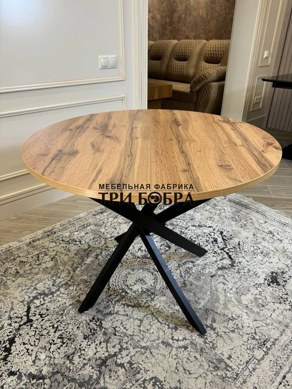 Стол круглый раздвижной "Лофт", дуб вотан