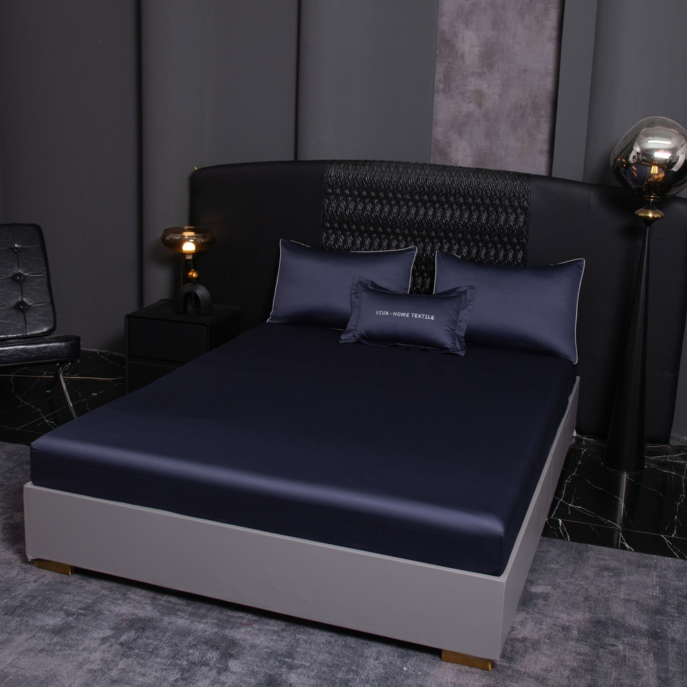 КПБ Однотонный Сатин Премиум на резинке OCPR011, 2 спальный, 4 наволочки, простынь 180*200*30