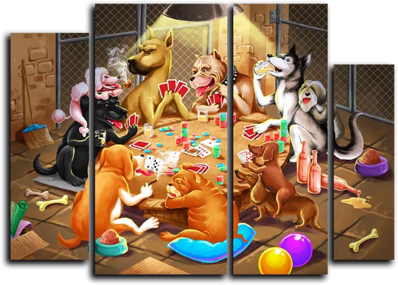Модульная картина "Собачий покер"