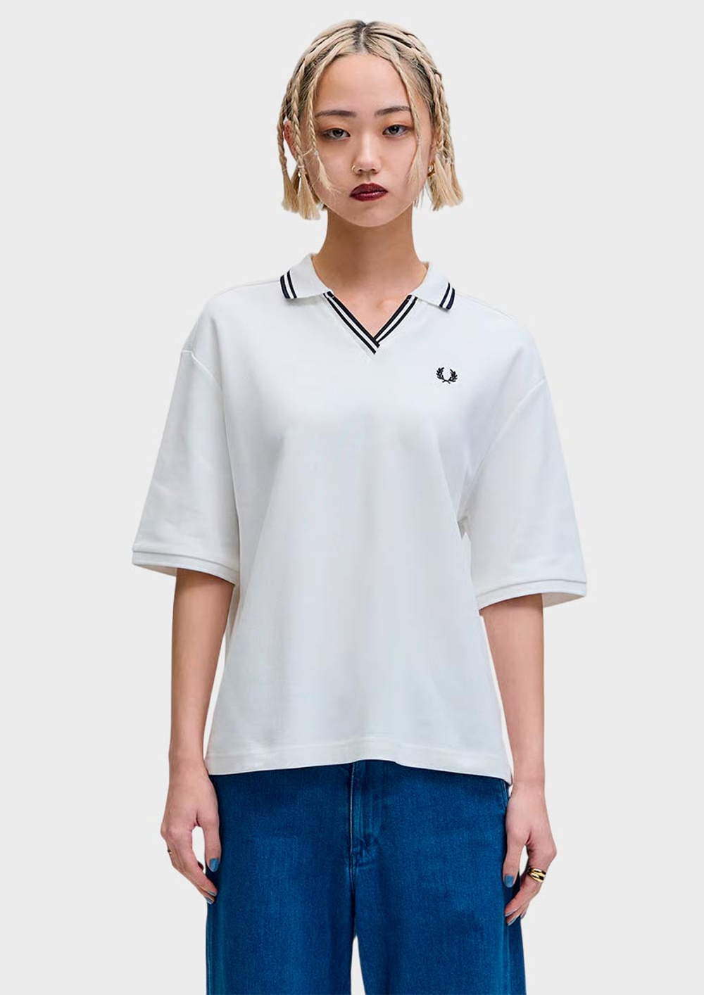 Поло FRED PERRY Open Collar Tipped Polo Shirt