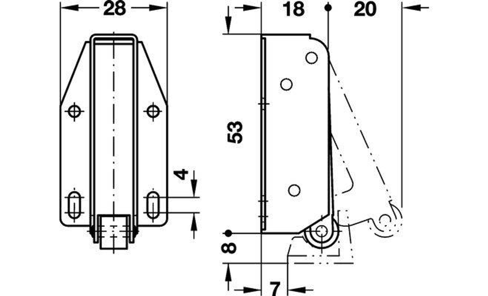 Нажимная защелка для люков Hafele Quick с ответной частью