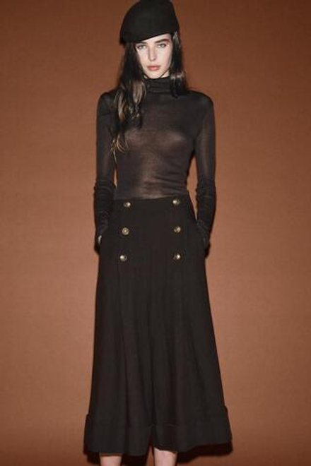 ZARA ДЛИННЫЕ ШОРТЫ С ПУГОВИЦАМИ ИЗ 100% ШЕРСТИ — ZW COLLECTION, ТЕМНО-КОРИЧНЕВЫЙ