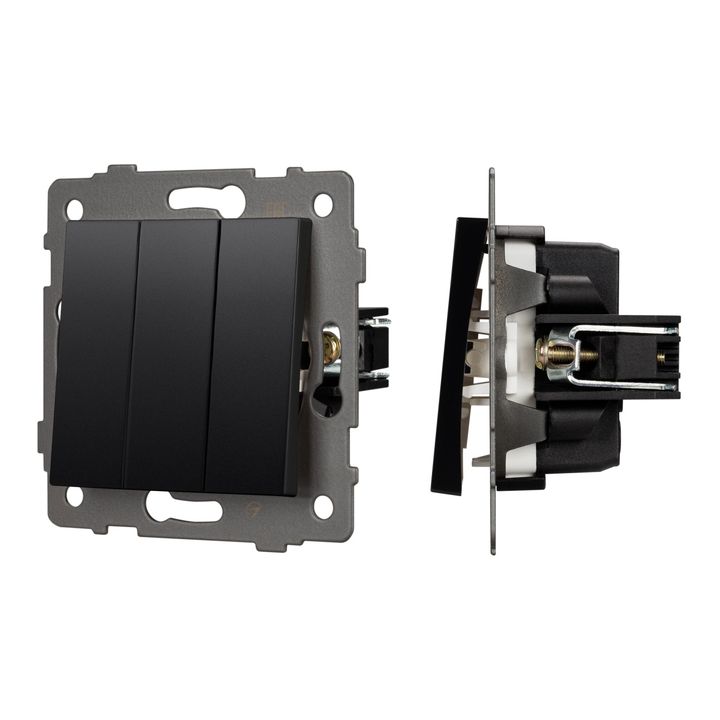 Механизм выключателя трехклавишный непроходной SWT-MK03-PL-BK-V (250V, 10A) Arlight 049897