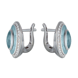 Серьги с Аквамарином и Бриллиантами, Эмаль E0084-4/2