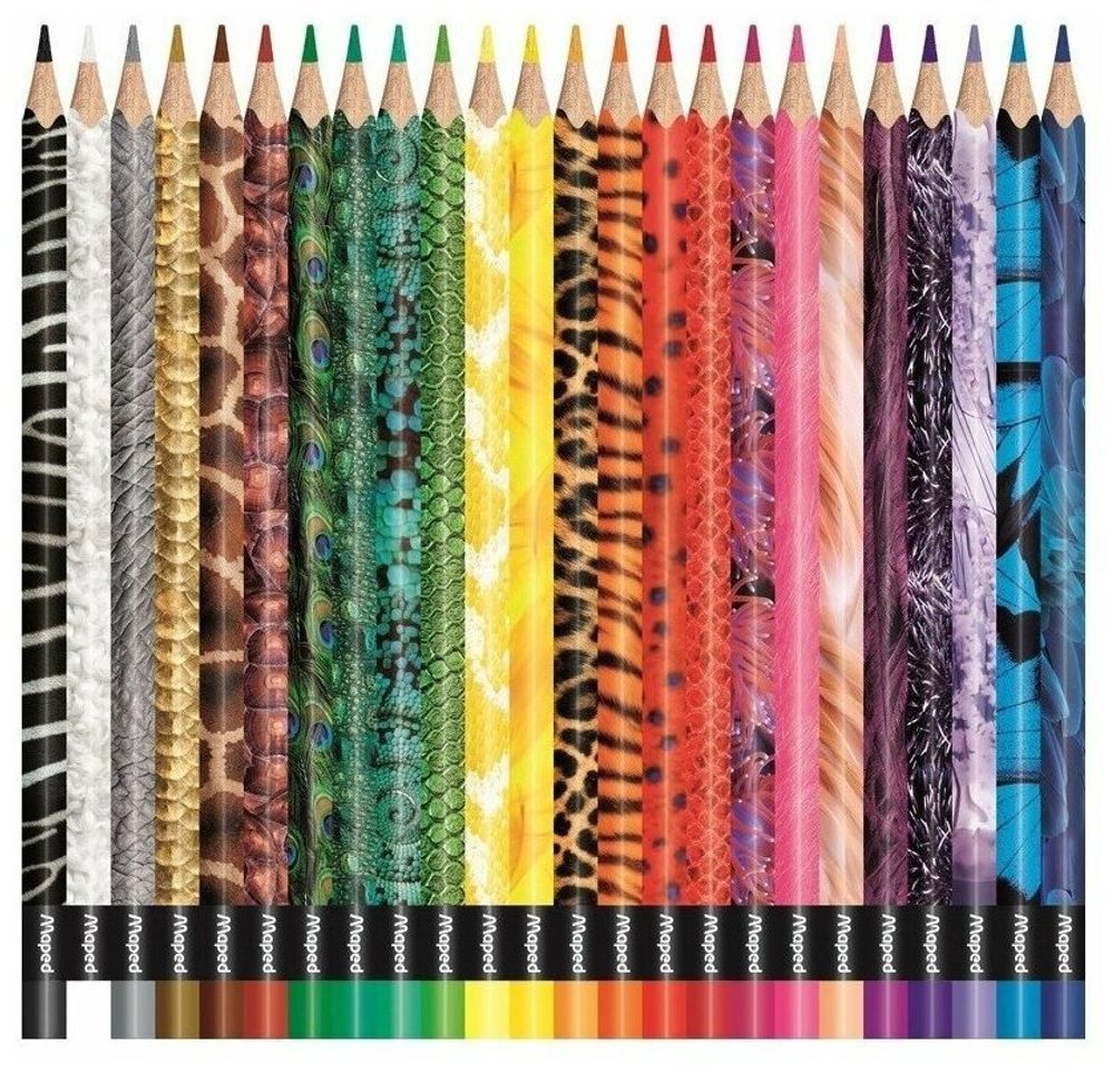 Карандаши цветные MAPED (Франция) "Color'Peps Animals'", 24 цвета, трехгранные, заточенные, европодвес, 832224