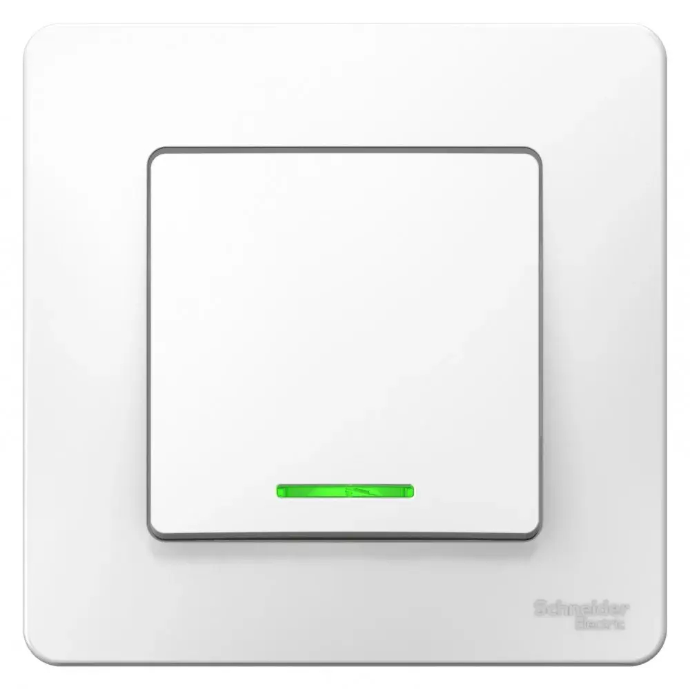 BLANCA С/У 1-клавишный ВЫКЛЮЧАТЕЛЬ (сх.1) с подсветкой, 10А, 250В, БЕЛЫЙ