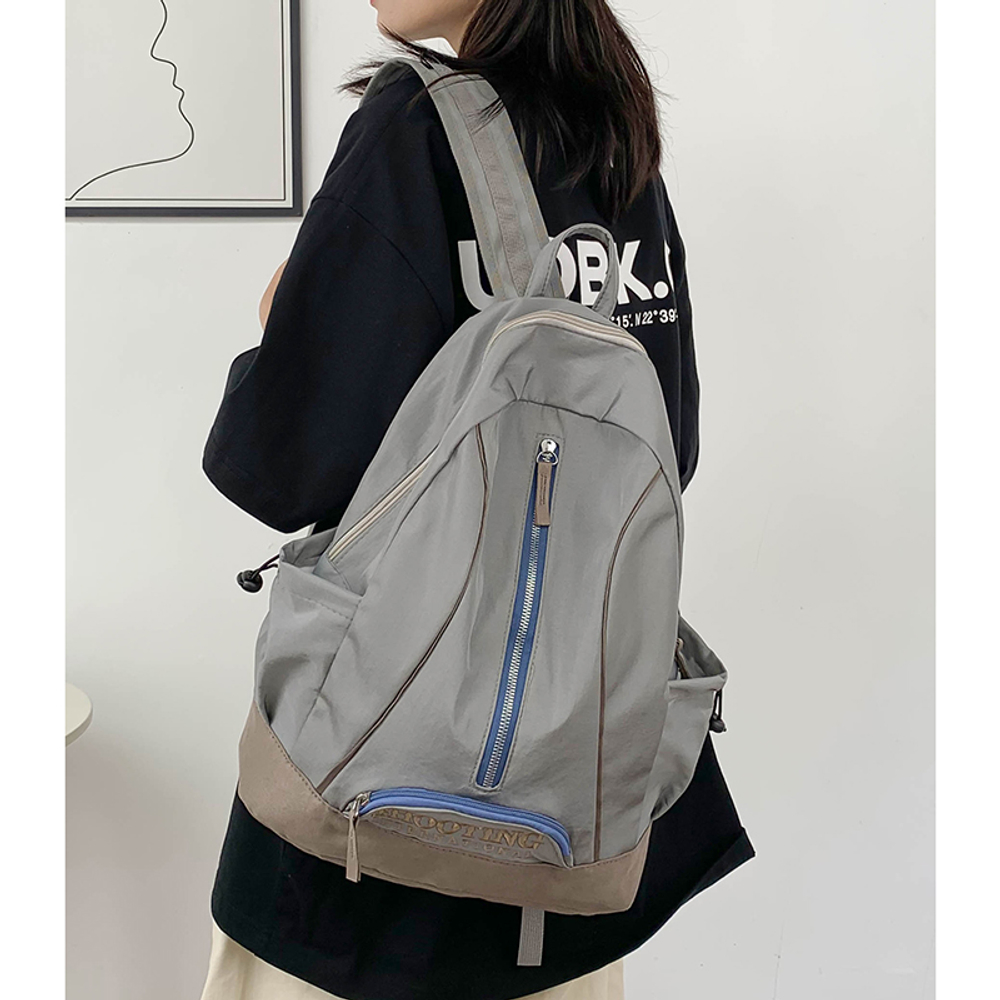 DELIXIONG Nylon Backpack Regular Unisex Gray/Green