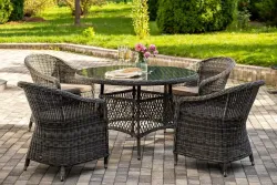 "Равенна" обеденная группа плетеная, цвет графит
