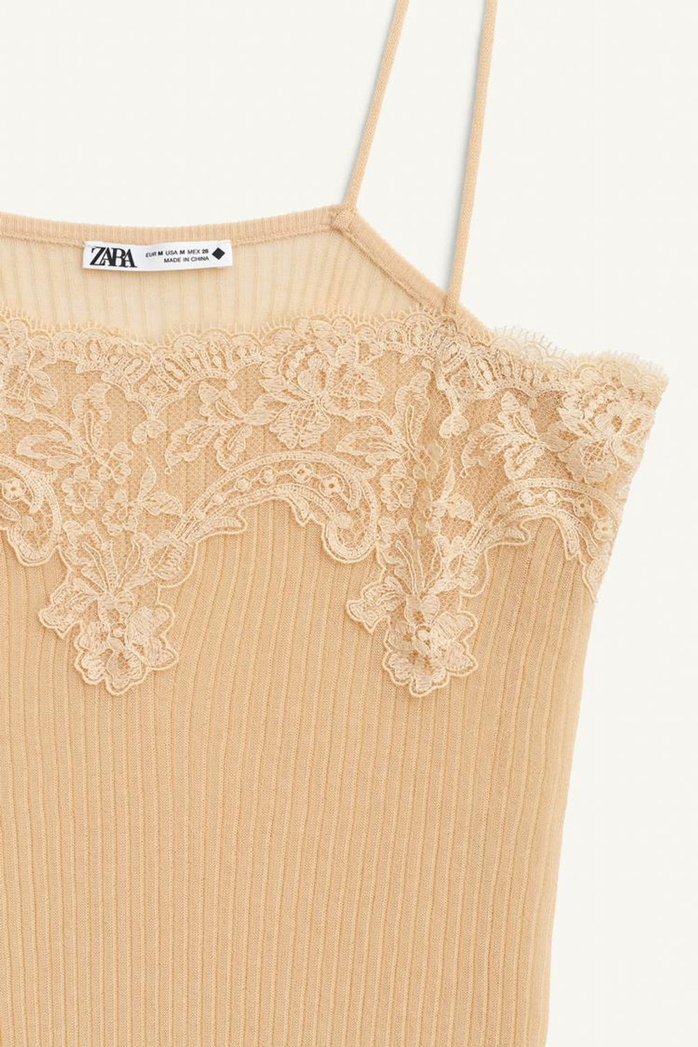 ZARA ТОП С КРУЖЕВОМ, СВЕТЛО-РОЗОВЫЙ