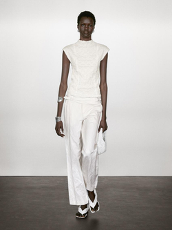 Massimo Dutti Топ без рукавов со сборкой, натуральный, кремовый