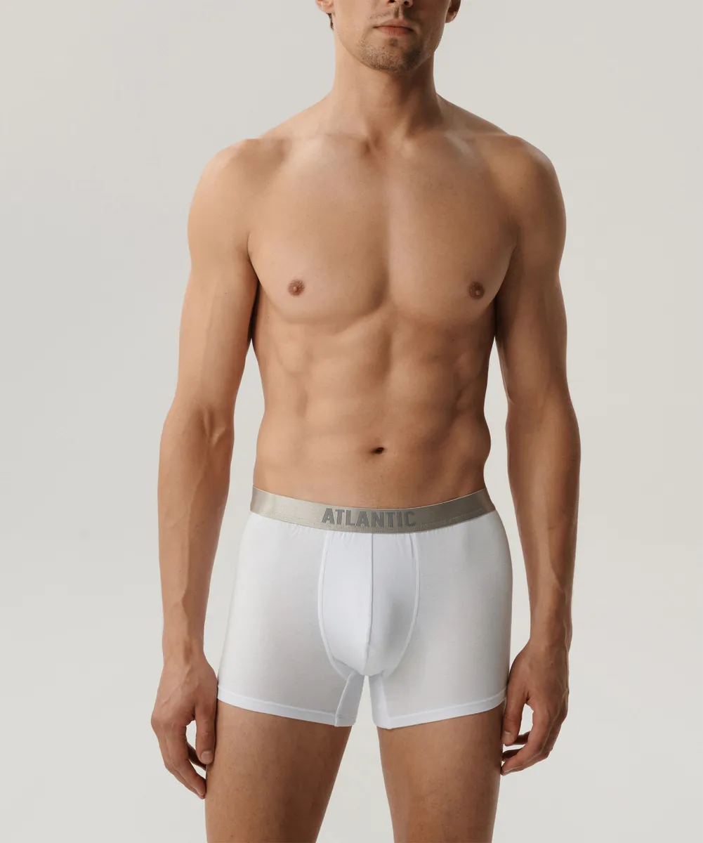 Мужские трусы шорты Atlantic, набор из 2 шт., хлопок, белые, 2BMH-012