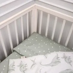 Комплект постельного белья Lollycottons Дино сафари 3 предмета, Зеленый