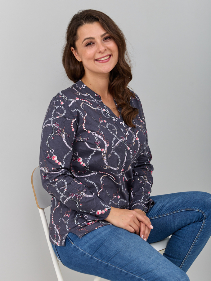 Блузка БЛ-22/серыйремни-цепи