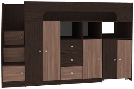 Кровать-чердак КарИВи Астра 11 Венге Бодего Темный