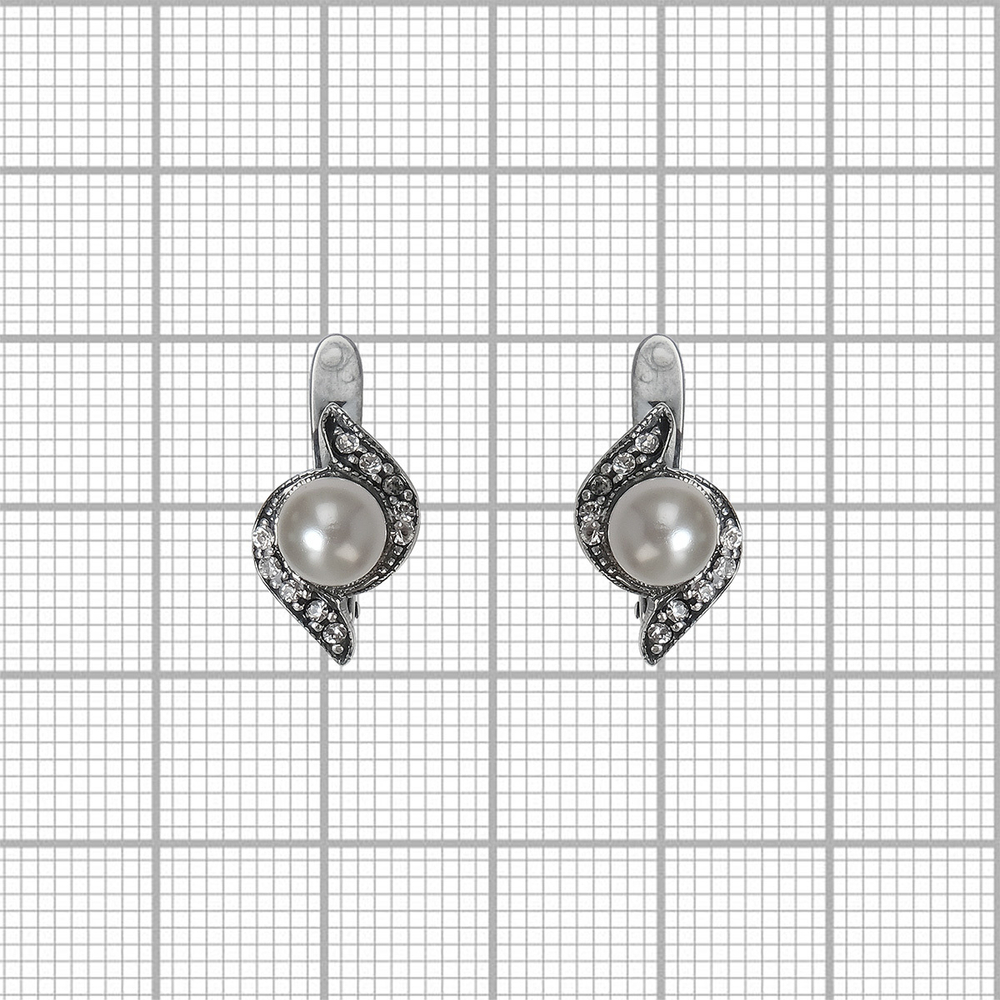 "Бриз" серьги в серебряном покрытии из коллекции "Жемчужная" от Jenavi  с английским замком