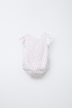 ZARA БОДИ С РЕЛЬЕФНЫМ ЦВЕТОЧНЫМ УЗОРОМ, ЖЕЛТОВАТО-БЕЛЫЙ