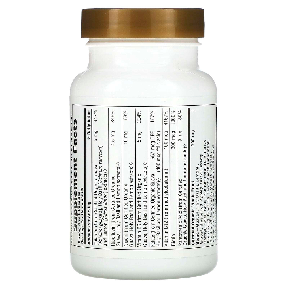 NaturesPlus, Source of Life Garden, сертифицированный органический комплекс витаминов группы B, 60 растительных капсул