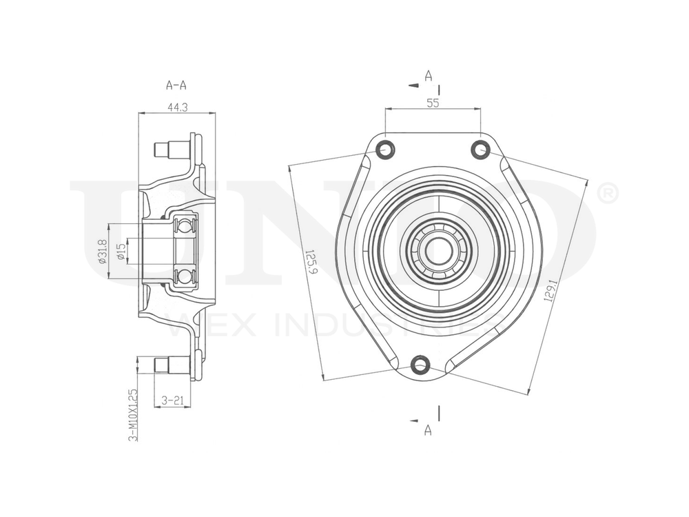 Опора амортизатора передняя правая UNIO RMP-13136