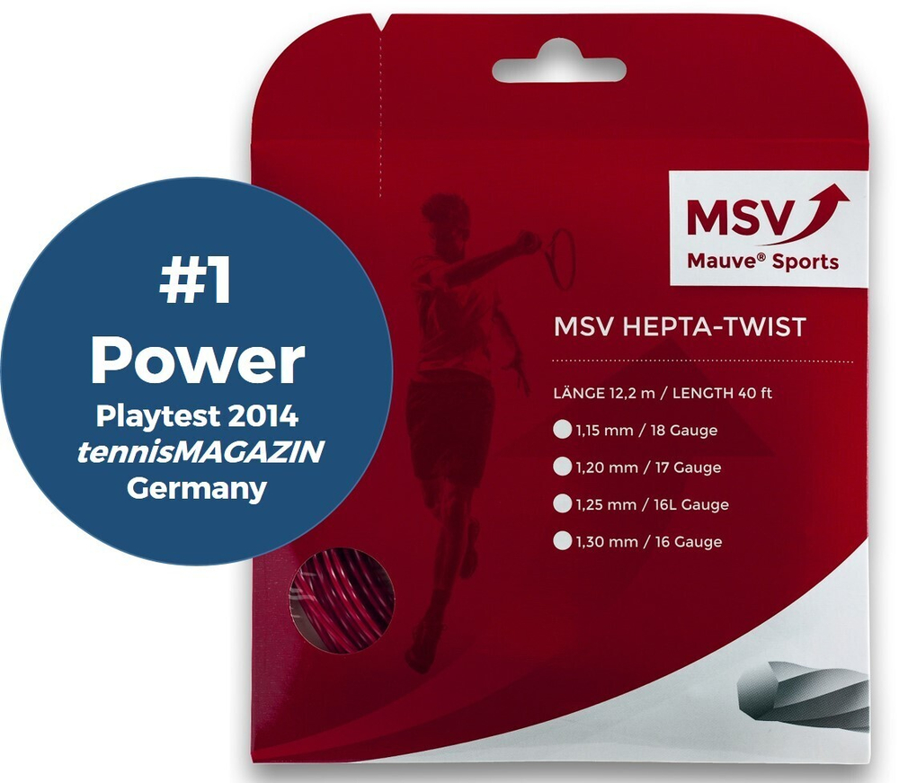 Теннисная струна MSV Hepta Twist, 1,25, 12м (красный)