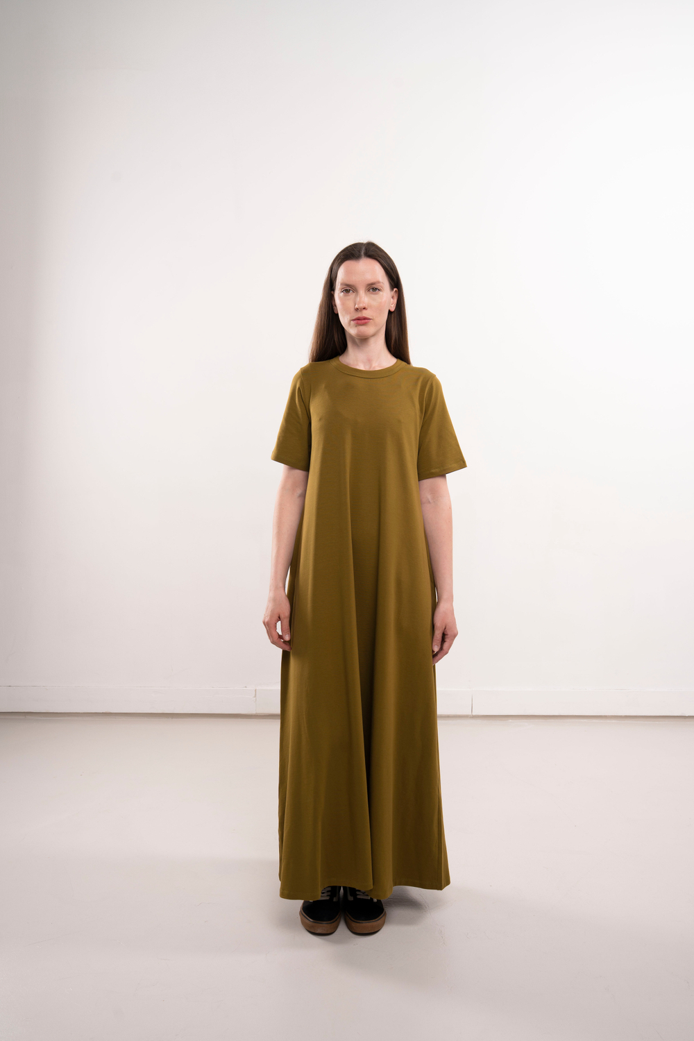 Длинное свободное платье с карманами | + цвета