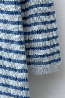 ZARA КОМБИНЕЗОН В ПОЛОСКУ С ВЫШИТОЙ НАДПИСЬЮ, ГОЛУБОЙ