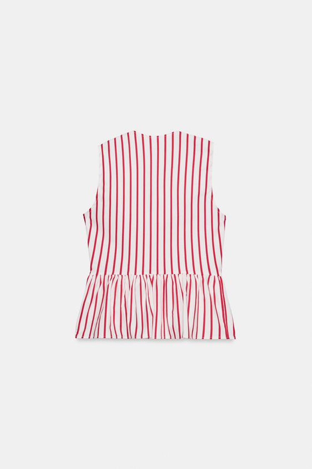 ZARA ТОП В ПОЛОСКУ С НАВЕСНЫМИ ПЕТЛЯМИ, БЕЛЫЙ/КРАСНЫЙ
