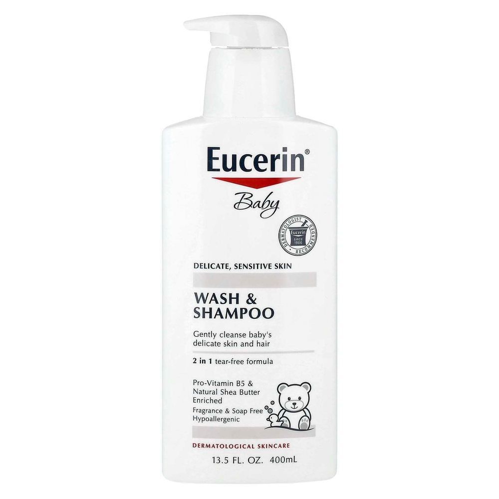 Eucerin, Baby, гель для душа и шампунь, без аромат, 400 мл (13,5 жидких унций)