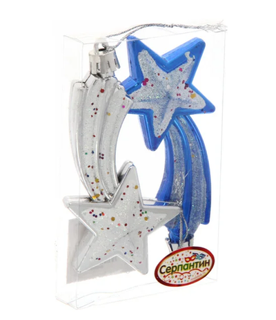 Ёлочные игрушки, набор 2шт, 9,5см "Комета яркая", микс (Серпантин)